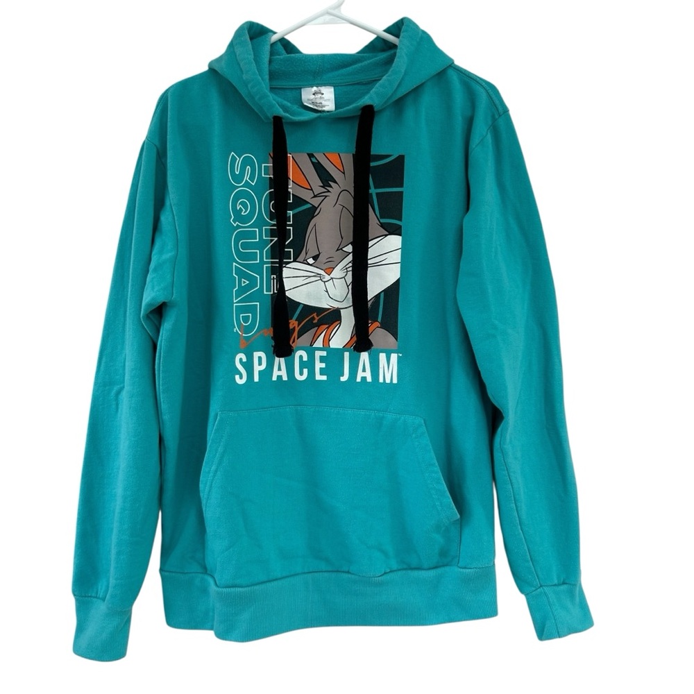 SPACE JAM Tune Squad Bugs Bunny Aqua Hoodie Sweatshirt Unisex M
